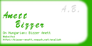 anett bizzer business card